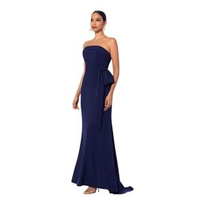 Betsy & Adam Women's Strapless Faux Wrap Navy Evening Gown Size 4